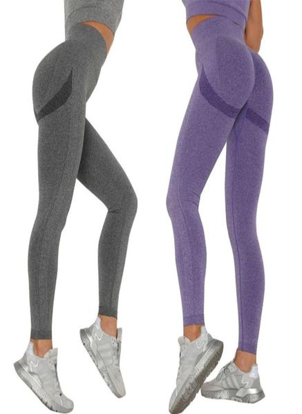 Pantalones de yoga para mujer, 10 colores, mallas deportivas sin costuras tejidas para correr, mallas de gimnasio de cintura alta, pantalones deportivos Push Up sexis para mujer, pantalones 1952512