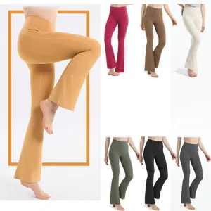 Pantalons de yoga féminins Hip Lift Couleur solide Évasé de la jambe large Stretch Fitness Wear Slim Fit Gym Yoga Leggings Pantmènes Vêtements féminins