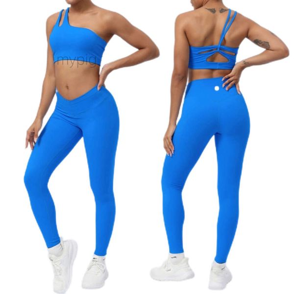 Femmes Yoga Set 2 pièces Gym Top Beauty Back Sports Bra Fitness Fitness High Push Up Align Leggings Workout Set Running Wear Sports Clothes Tracks Course