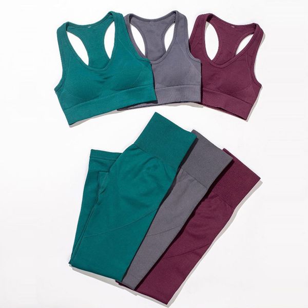 Conjuntos de yoga para mujeres Conjuntos de chaleco de chaleco sólido transpirable Pantalones Fitness Ropa de la ropa sexy Gym Top Sportswear Sport Situit Girls Women ActiveWear