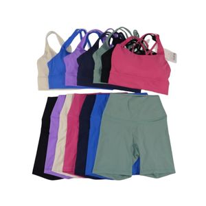 Sets de yoga femeninos Push Up Fitness Hotty Biker Shorts Sports Bra Mantequilla Soft Soft Wistwe Sportswear Autfits Pantalones de gimnasia Trajes de trajes