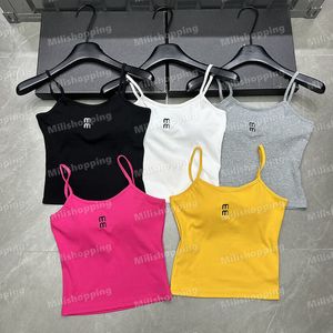 Dames yoga -vest met gewatteerde letter borduurwerk camis sport tanktops mouwloze crop tops ontwerper strand sexy vesten