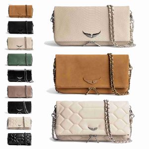 dames Zadig Voltaire Schoudertas tote designer heren clutch Echt lederen handtassen Pochette Rock Swing Your Wings ketting Luxe denim zonsondergang Crossb