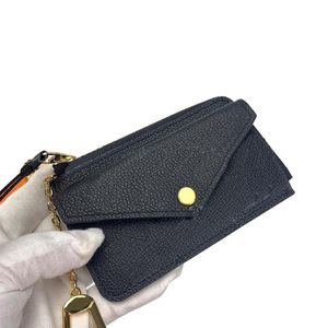 Femmes de fermeture à fermeture éclair support de carte de crédit noir en cuir authentique Empreint Logos en relief sac à bourse Portefeuille Top 10A Mirror239h