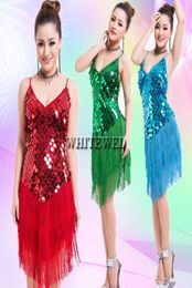 Femmes039s 1920s Tassel Sequin Latin Tango Sala Fringe Dance Team Mini Fancy Flapper Robe Vêtements de salon Vêtements V Neck Cheap 7594846