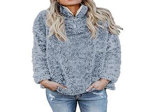 Dames039s herfst winter winter lange mouw rits sherpa fleece sweatshirt pullover jas jas1466320