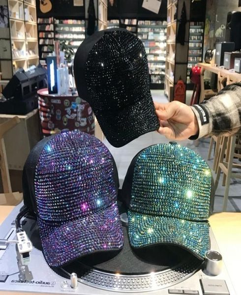 Women039s casquette de Baseball strass chapeaux de luxe femme Bling diamant casquette Snap Back Gorras Swag fille printemps été soleil Hat2947255