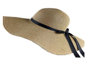 Femmes039s Big Brim Sun Hat souple pliable Bownable Bowknot Paille Summer Beach7600673