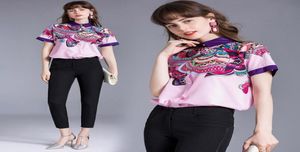 Femmes039 Blouses Shirts Summer Summer Short Shirt Women Runway Designer Tops Office Ladies Bown Down Collar2170415