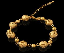 Pulseira feminina 039s 14 k ouro amarelo preenchido com contas redondas frisadas corrente de extensão ajustável joias 20060mm5mm4510846