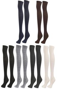 Women039s Cable Knit muslos Calcetines altos extra de invierno largo sobre las medias de bota de rodilla Calentadores de pierna gris blanco Coff73777633