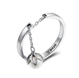 Dames039s Cupronickel massief S925 zilveren ring Dangel zoetwaterparel verstelbaar16355596504972