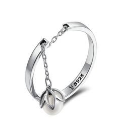 Femmes039S Cupronickel Solid S925 Silver Ring Dangel Eau douce Perle Réglable16355595606679