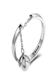 Dames039S Cupronickel Solid S925 Silver Ring Dangel zoet water parel verstelbaar 1635598026805