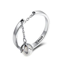 Dames039s Cupronickel massief S925 zilveren ring Dangel zoetwaterparel verstelbaar16355597694225