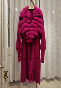 Femmes039s en bas 2022 Femmes de haute couture Real-Fur Mounds Ourwear Eleby Natural Poncho Wool Coat JD312726514
