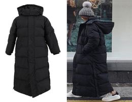 Femmes 039s Down Parkas Down Parka Super Long Jacket Femme Femme Veste d'hiver Femme avec un manteau noir épais en hiver 2209029700765