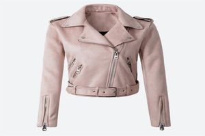 Women039s Chaqueta corta de gamuza de cuero sintético de PU para mujer, abrigo de motocicleta con cremallera múltiple, chaquetas de motociclista de otoño 2019 6033155