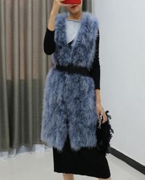 Women039S Fur Faux Otoño Invierno Mujeres Long Real Ostrich Feather Vests Slim Sleeveless Vneck Plus Tamaño Genuino General 5xl6732481