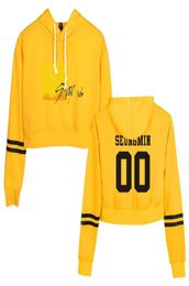 Dames039s hoodies sweatshirts kpop stay kids crop top hoodie straykids geel hout harajuku bijgesneden sweatshirt streetwear hi9596171