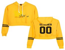 Dames039S hoodies sweatshirts kpop stay kids crop top hoodie straykids geel hout harajuku bijgesneden sweatshirt streetwear hi6175981
