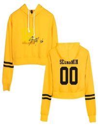 Women039s Hoodies Sweatshirts KPOP Verdwaalde Kinderen Crop Top Hoodie StrayKids Geel Hout Harajuku Cropped Sweatshirt Streetwear Hi4722132