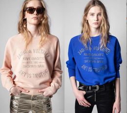 Femmes039s Sweatshirts Sweats Sweats NOUVELLE LETTRE Classique française Broidered Pink Cotton Pullover Sweater2545697