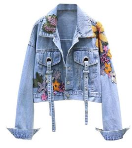 Vestes femmes039s 2021 Jacket denim printemps Femmes Fashion Flowers Florids Sequins Jeans Streetwear Vintage Loose D34739245738