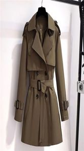 Dames039s jassen herfst winter elegante vrouwen dubbele borsten massief trench jas vintage turn collar los met riem 3xl 227151226