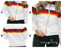 Dames039S Jackets DonSignet Women Down Coat 2022 Casual Rainbow Fashion Zipup Striped Plus Size1993309