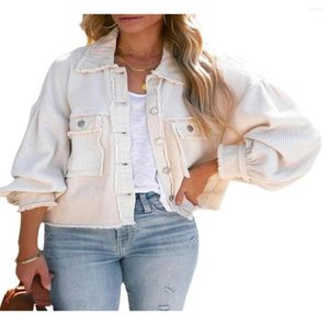 Femmes039s Vestes Rteyno Womens Waffle Tstater Shacket Boyfriend Shirt Boued Down Blouse Fit Ajustement Long Sleve Tops4195369