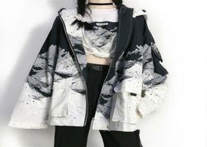 Dames039S Jackets Snow Mountain Full Print Hooded Jacket Asthetic Japanse preppy minnaar losse casual windbreaker jas Kawaii G7808703