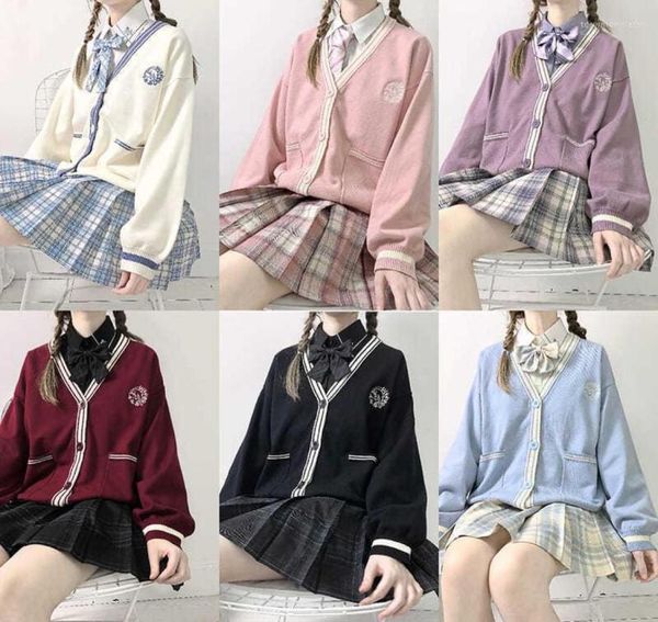 Women039s tricots japonais coréen mode marin école fille uniforme Cardigan Cosplay Costume pull Anime étudiant Costume collège 6572318