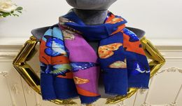 Écharpe longue pour femmes, châle, bonne qualité, 100 laine, matériau, pinte, motif papillon, taille 180cm, 65cm, 8296539
