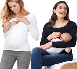 Dames039S pure kleur tops met lange mouwen borstvoeding geven nuring zwangerschapskleding zwangere blouse zwangerschapskleding voor zwangerschap5555183294626