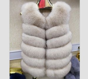 Femmes039s Natural Real Blue Fox Vest de gilet en fourrure Gilet Veste sans manche Épais chaud hiver long Long Véilable Luxury Long Y2012707011