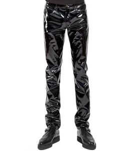 Women039s Bragas Sexy Hombres Sólido Negro PVC Látex Pantalones Masculino Erótico Clubwear Gay Fetiche Wetlook Monos de cintura baja Rendimiento 9359126