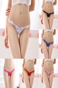 Femmes039S PALIES SOUS-WEARMES FEMMES G String Sexy Sexy Hollow Out Lingerie Lace Flower Sthong Samless Briefs transparents Lady039S S1259175