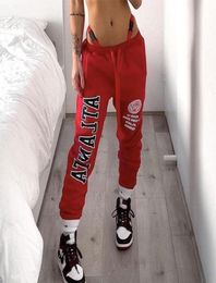 Dames039S broek Capris American Casual Atlanta Letters Gedrukt Red Drawing String Heatpants Women Hip Hop Streetwear Bottom High9575724