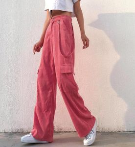 Femmes039s Pantalon Capris coréen Casual Cargo Girls Harajuku Streetwear Fashion Croundury Ribbon Vintage Hip Hop Pink Trase9779603