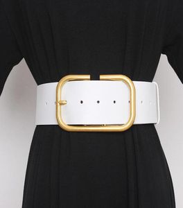 Femmes039s Runway Fashion Gold Buckle Genue Cuir Cuirbunds Corons de robe féminine Cordets de ceinture Décoration large Belt TB127895706