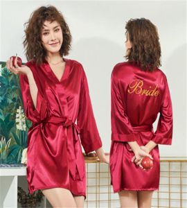 Dames039s satijn bruiloft kimono bruid bruidsmeisje gouden gewaad slaapkleding bruid gewaden pyjama's badjas nachthemd spa bruids gewaden dre9625409