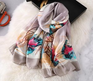 Women039s Écharpe Mode Lady Foulards En Soie Imprimé Floral Wraps et Châles Pashmina Foulard Femme Marque Oblong Bandanas Nouveau Sjaal 4132165