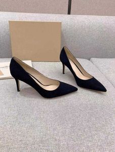 Chaussures Femme039s Gianvito 85mm Escarpins à bout pointu en daim noir Gianvito Milano Rossi Fashion1478926