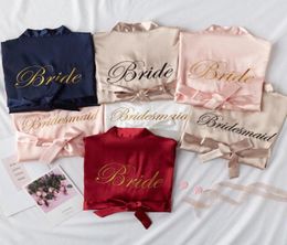 Femmes039s Vêtements de sommeil Daeyard Luxury Broictory Dreshing For Women Wedding Bride Bridesmaid Robe Bridal Pyjamas Satin Short 5281436