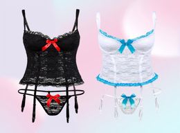 Femmes039s vêtements de sommeil lingerie sexy femme érotique dentelle corset gilet Lenceria mujer sexe dames jarretières glisses de sous-vêtements Costumes3261938