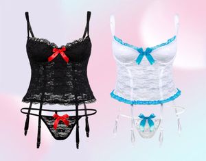 Femmes039s vêtements de sommeil lingerie sexy femme érotique dentelle corset gilet Lenceria mujer sexe dames jarretières glisses de sous-vêtements Costumes9757736