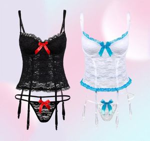 Femmes039s vêtements de sommeil lingerie sexy femme érotique dentelle corset gilet Lenceria mujer sexe dames jarretières glisses de sous-vêtements costumes1246369