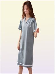 Femmes039s vêtements de nuit shortsleeved Cotton Robes de nuit d'été