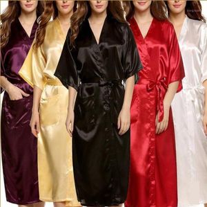 Women039S Sleepwear Sleep -Sall Sall Sall Tallas Bashrobe Mujeres Menores Kimono Silk Satin Rata larga Rata de dama de honor lencería DR8191913